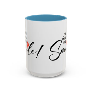 Inspirational Accent Coffee Mug - "You Make Me Smile!" - Perfect Gift for Friends & Family