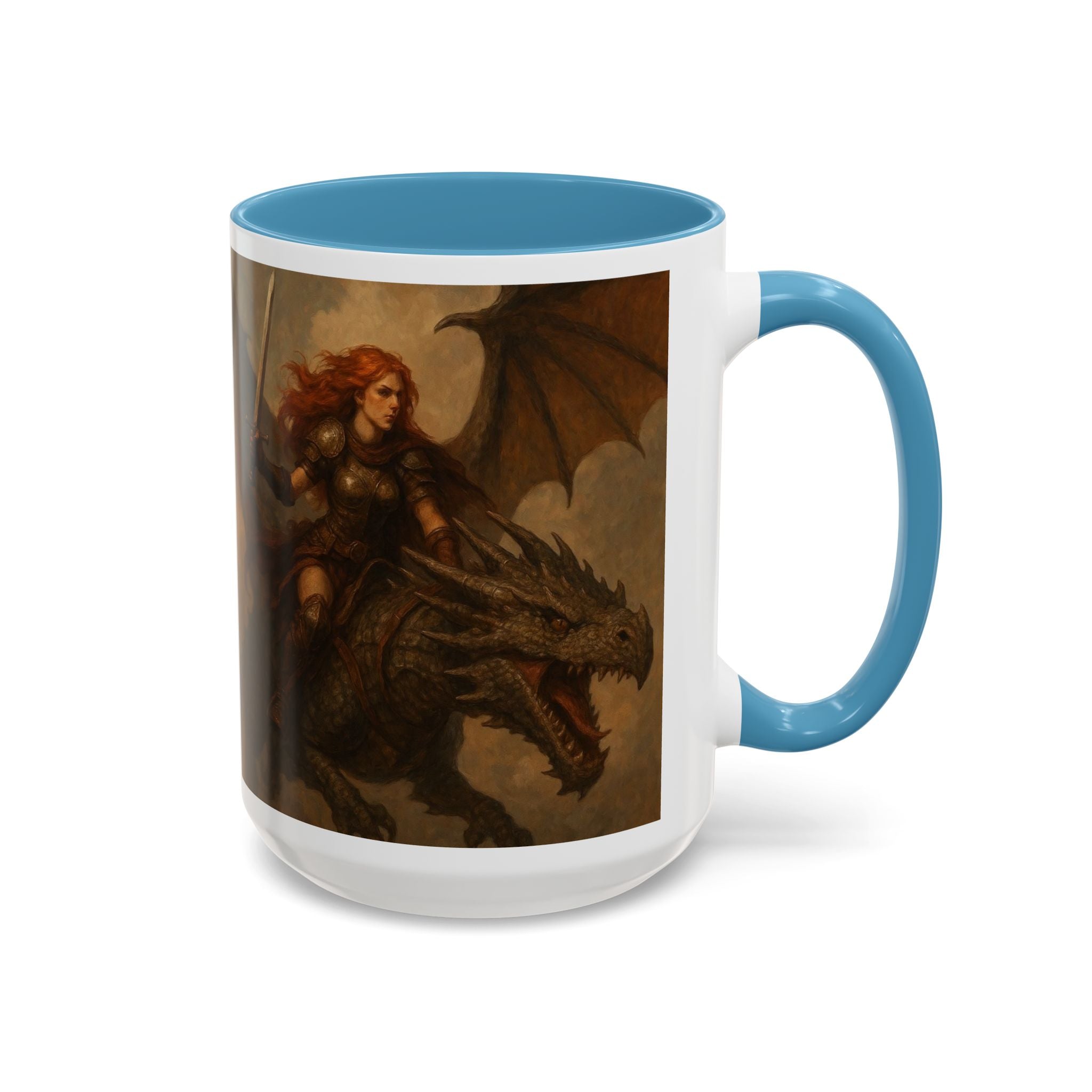 Fantasy Dragon Rider Coffee Mug gothic woman warrior queen