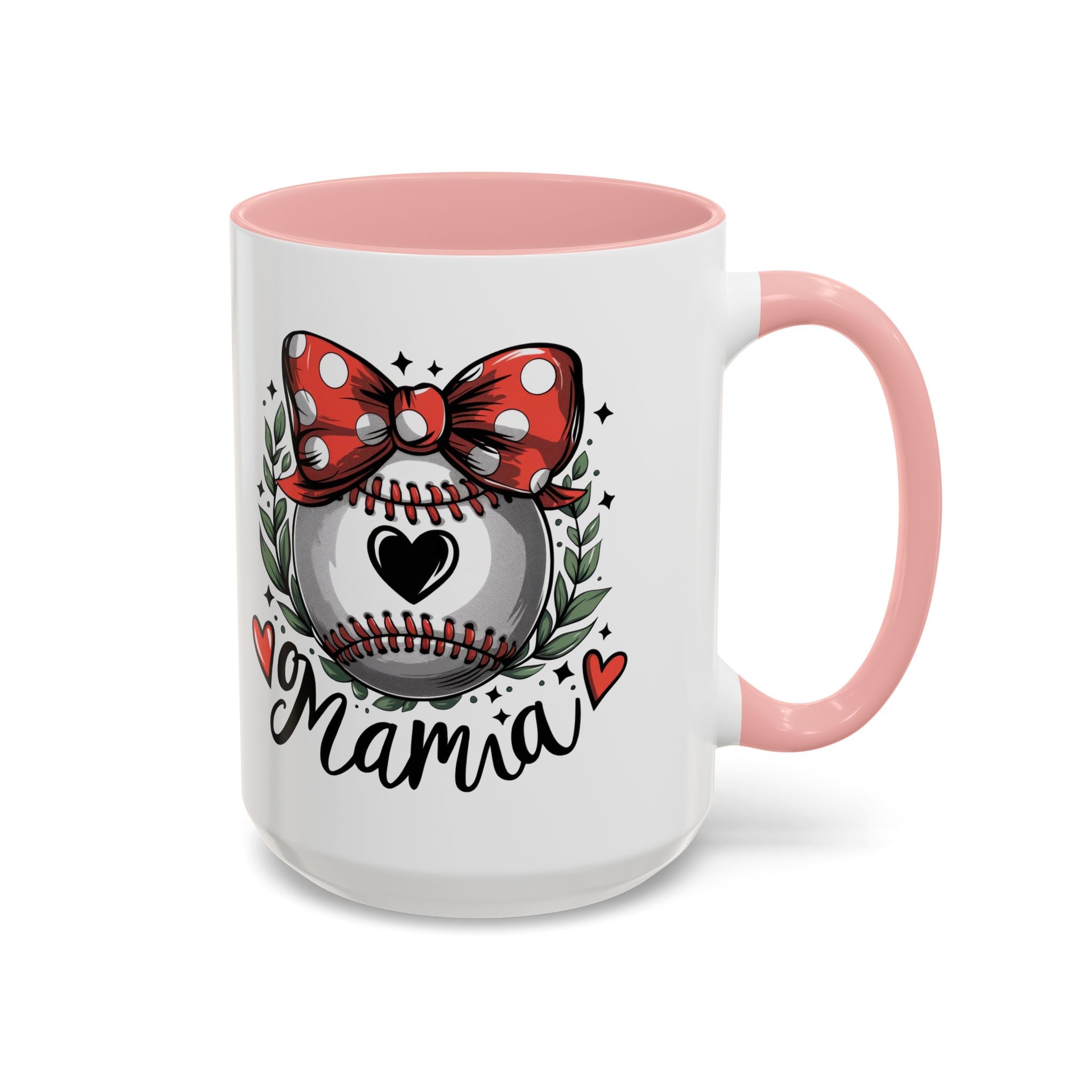 Mama's Accent Coffee Mug | Baseball & Heart Design | Gift for Mom, Mother's Day, Birthday, Coffee Lovers, Baseball Fans
