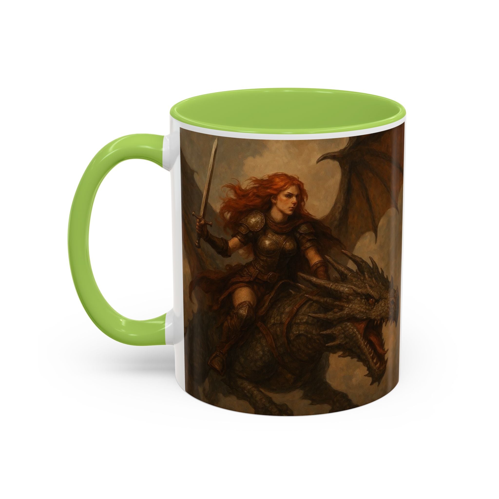 Fantasy Dragon Rider Coffee Mug gothic woman warrior queen