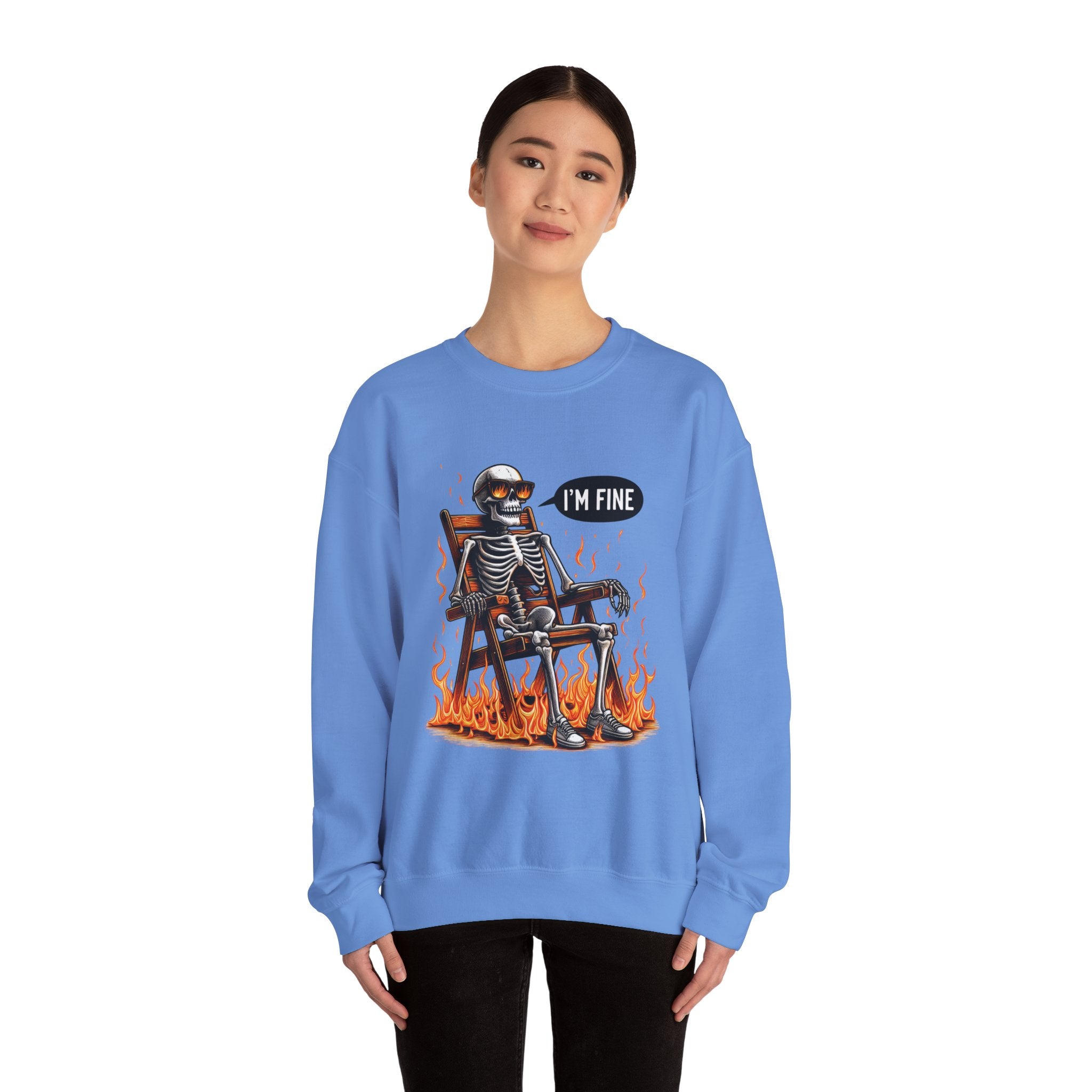 Chill Vibes Skeleton Sweatshirt, Unisex Crewneck, Perfect for Halloween, Casual Wear, Gift for Friends, Cozy Lounge Wear