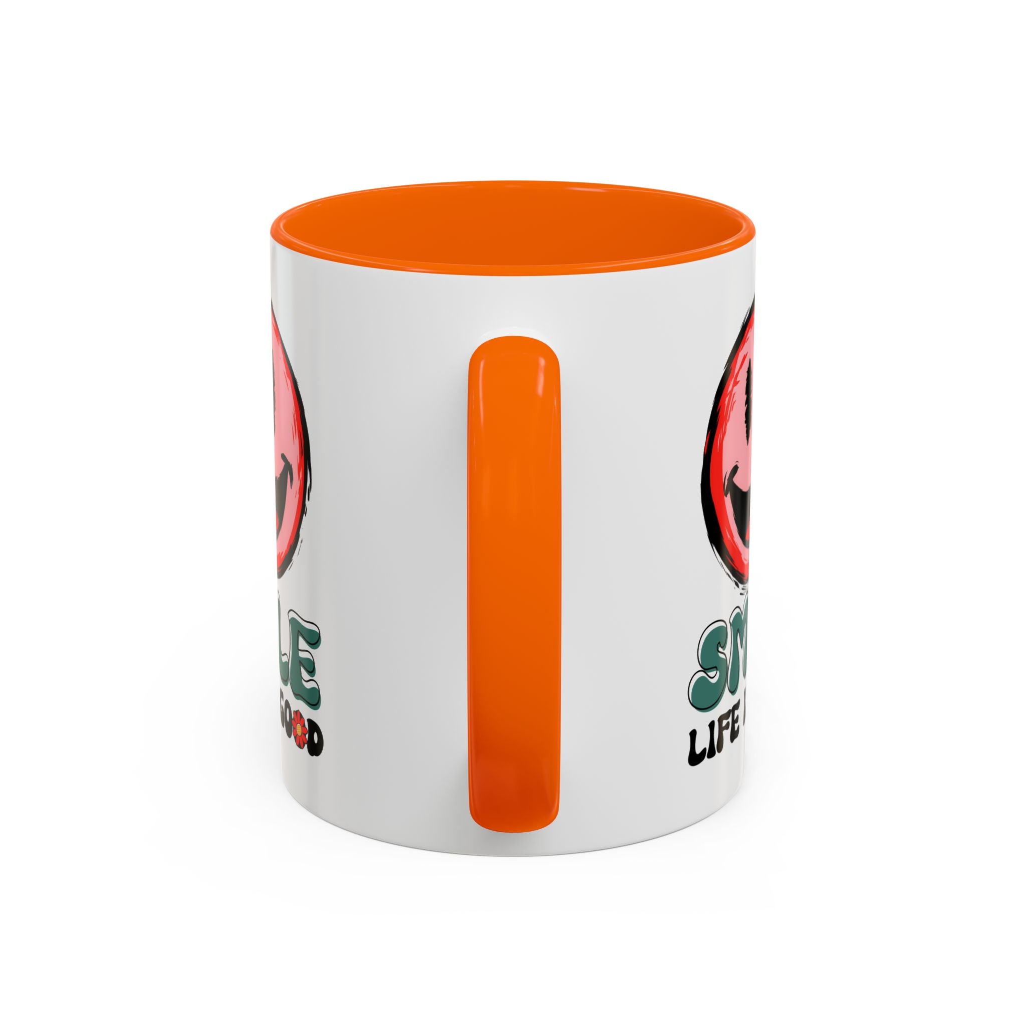 Smiley Face Accent Coffee Mug - "Smile, Life is Good" - 11oz & 15oz