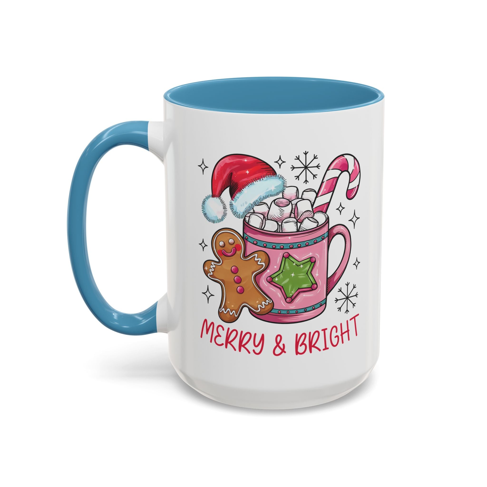 Festive Gingerbread Coffee Mug, Christmas Gift, Holiday Coffee Cup, Merry & Bright Mug, Winter Mug, Hot Chocolate Holder
