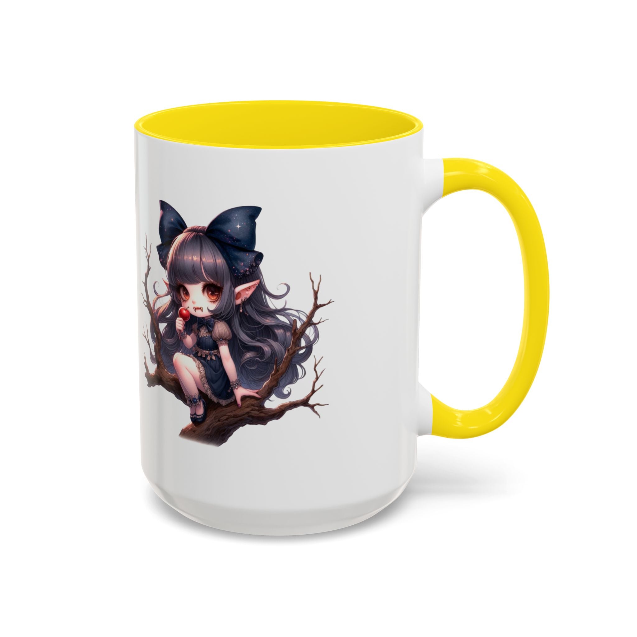 gothic vampire girl in tree horror art Accent Coffee Mug (11, 15oz) png16