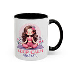Relaxing Yoga Coffee Mug, Keep Calm and Om Mug, Inspirational Gift, Meditation Mug, Self-Care Coffee Cup, Yoga Lover's Gift
