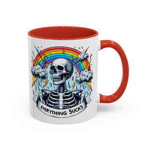 Everything Sucks Skeleton Coffee Mug | 11oz 15oz | Unique Gift for Coffee Lovers, Goth Home Décor, Quirky Humor Mug, Dark Aesthetic