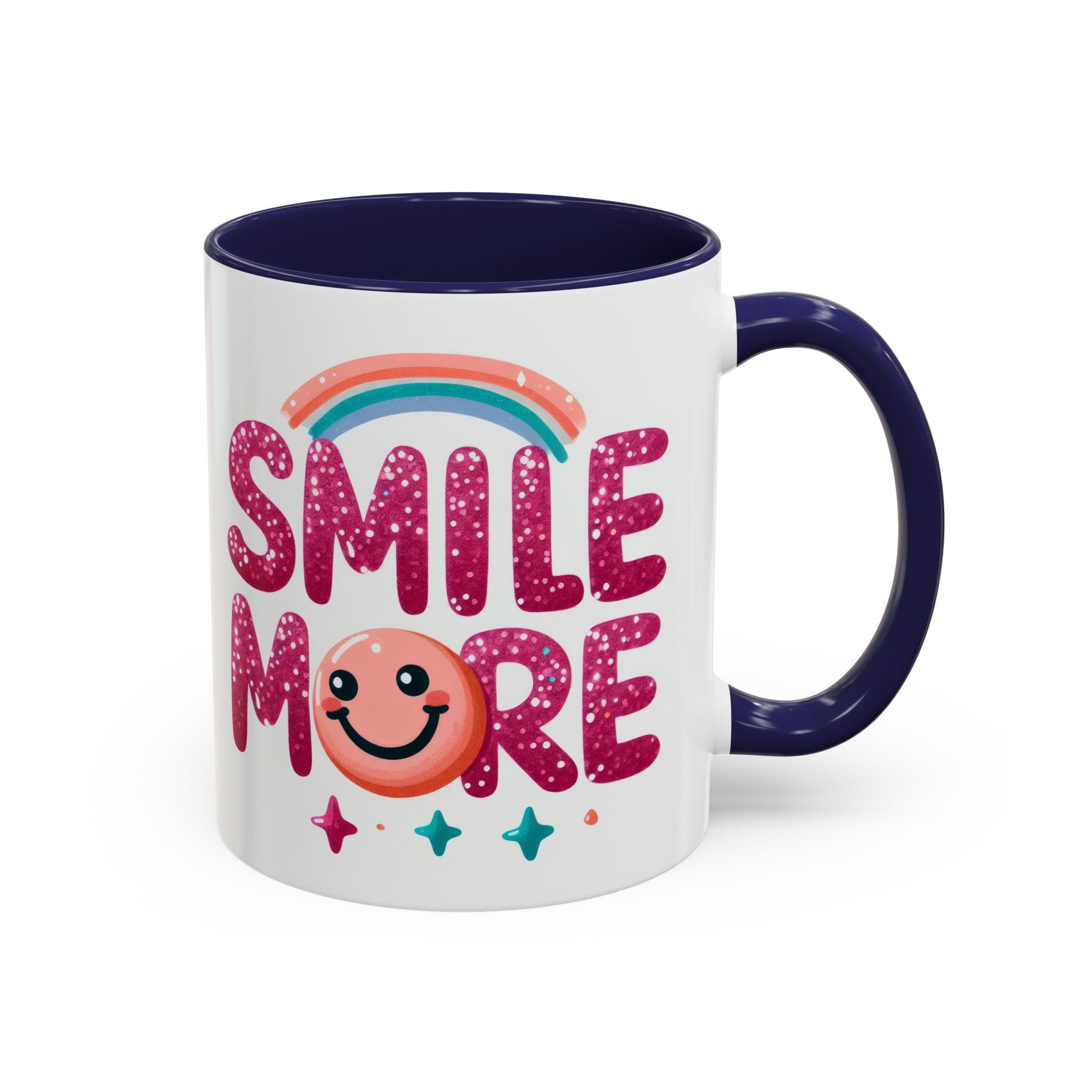 Smile More Coffee Mug – Cute Rainbow Smiley Accent Mug (11/15oz)