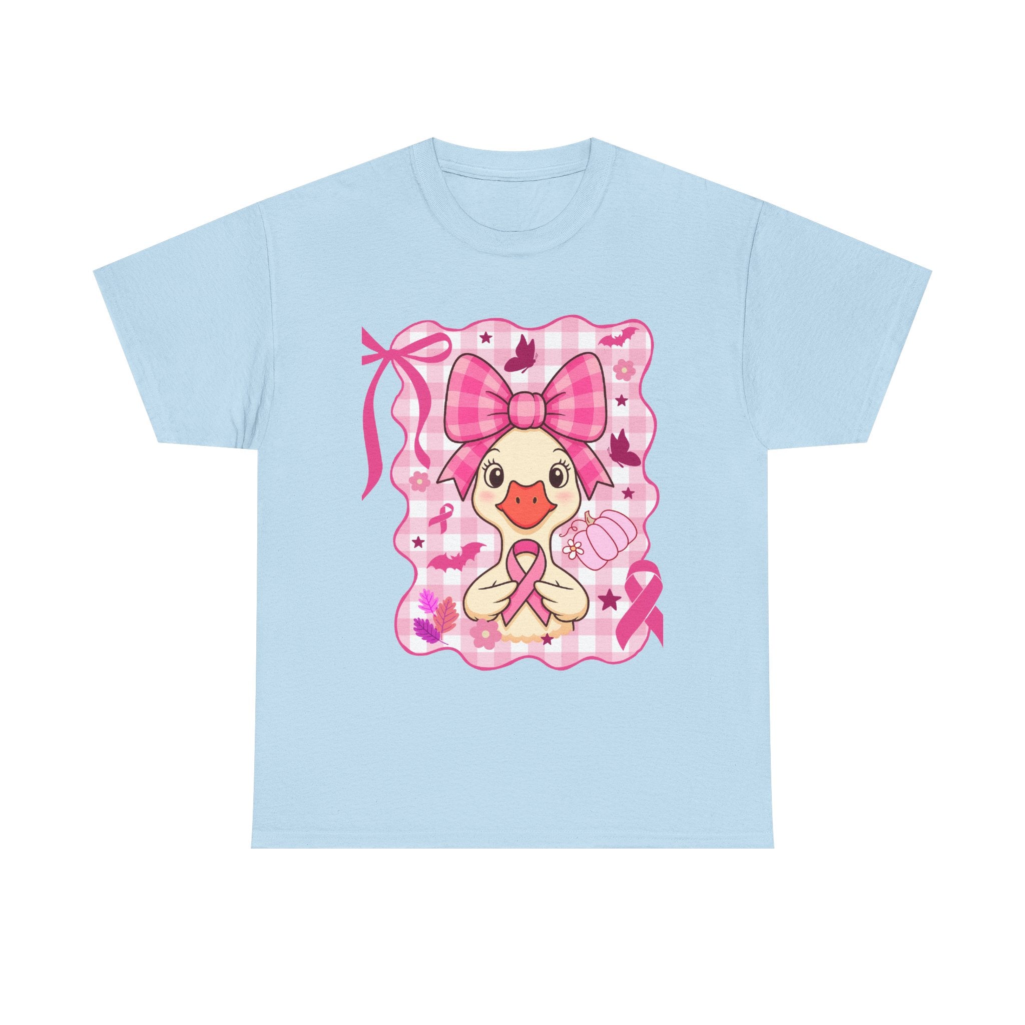 Cute Pink Ribbon Duck Tee, Breast Cancer Awareness Shirt, Funny Unisex Cotton T-Shirt, Gift for Her, Cute Animal Apparel
