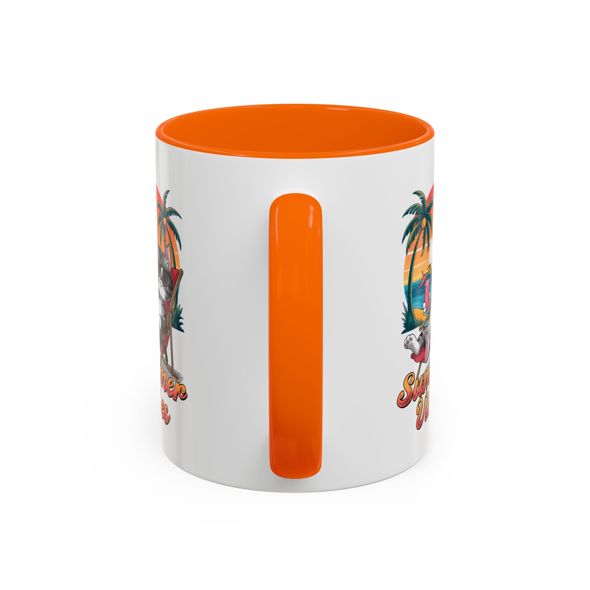 Summer Vibes Coffee Mug, Tropical Cat Mug, Beach Lover Gift, Fun Animal Sipware, Vacation-themed Drinkware, Pet Lover Cup