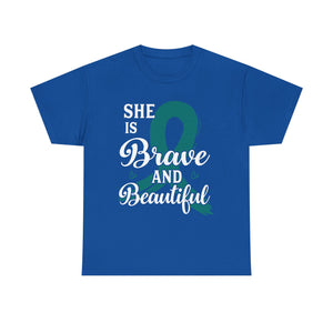Empowering Brave & Beautiful Tee, Inspirational T-Shirt, Unisex Awareness Shirt, Gift for Support, Cancer Awareness Tee, Confidence T-Shirt