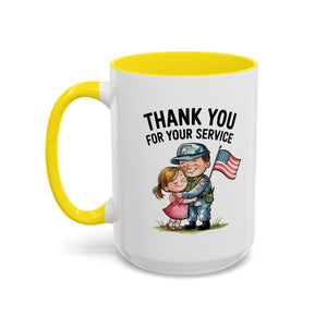 Thank You for Your Service Coffee Mug - 11oz & 15oz Accent Mugs for Veterans Appreciation