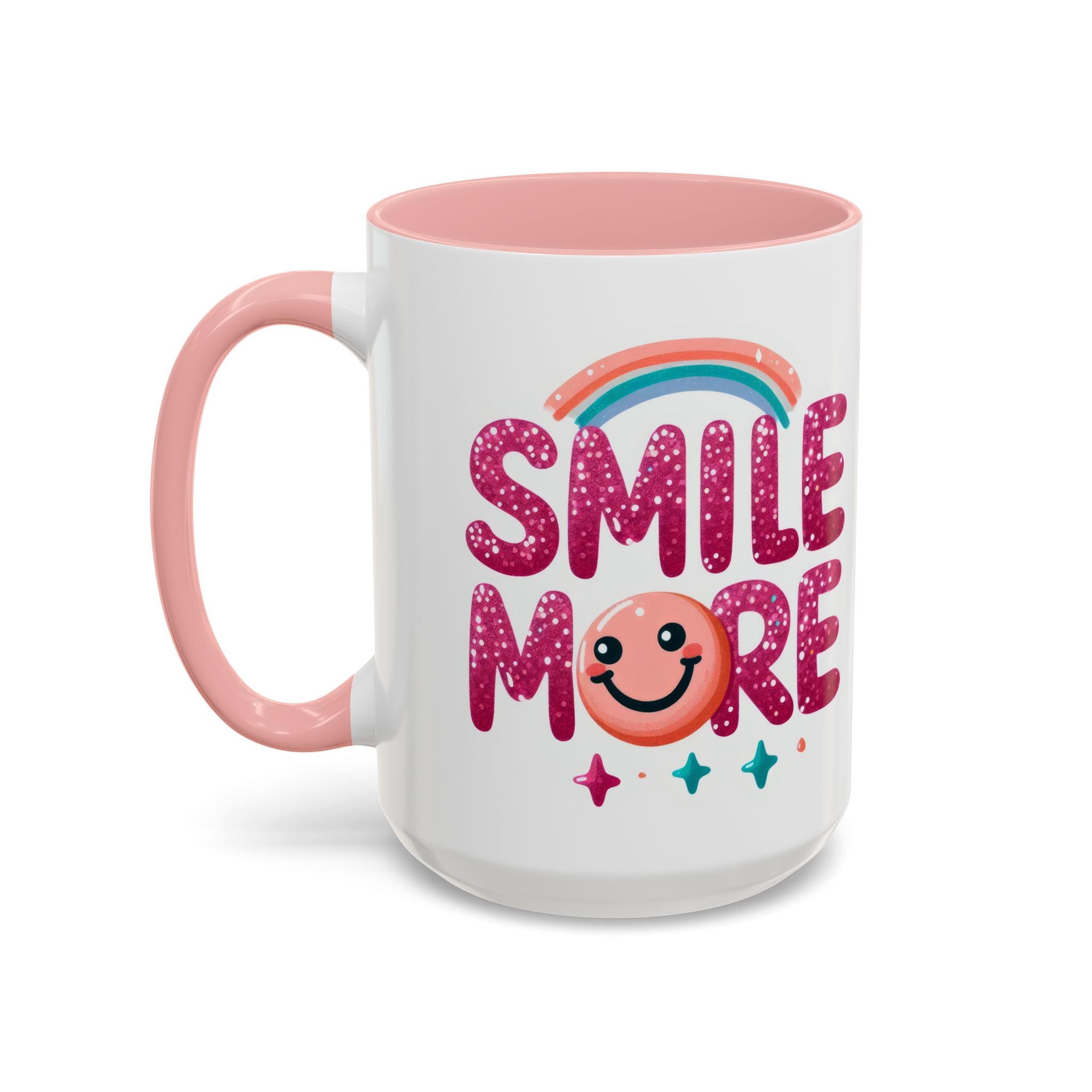 Smile More Coffee Mug – Cute Rainbow Smiley Accent Mug (11/15oz)