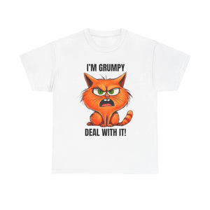 Grumpy Cat Tee: Unisex Heavy Cotton Shirt, Funny Cat Lovers Gift, Casual Wear, Birthday, Humor Apparel