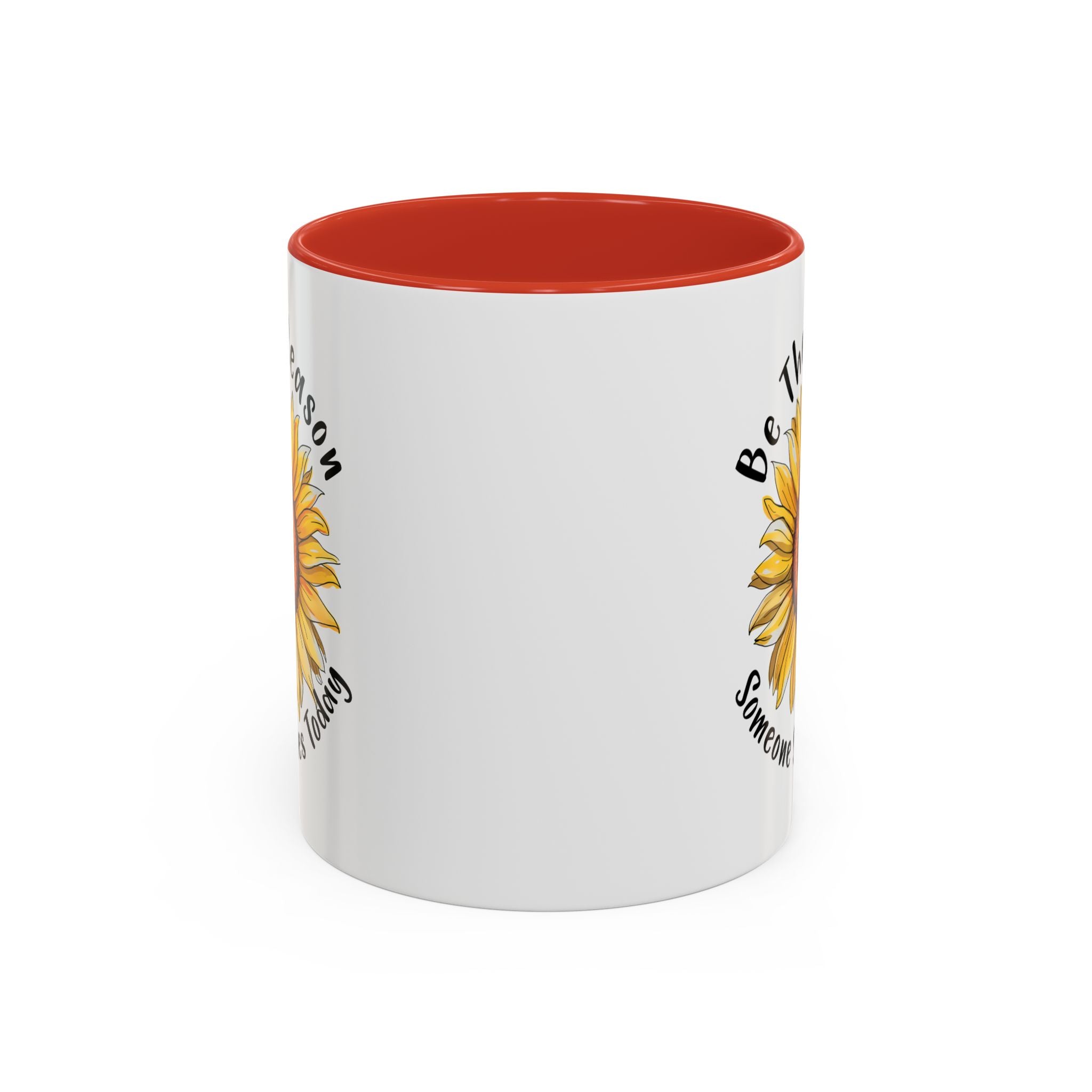 Sunflower Smile Accent Coffee Mug - Cheerful Gift for Friends, Inspirational Mug, 11oz/15oz, Daily Motivation, Brighten Someone's Day