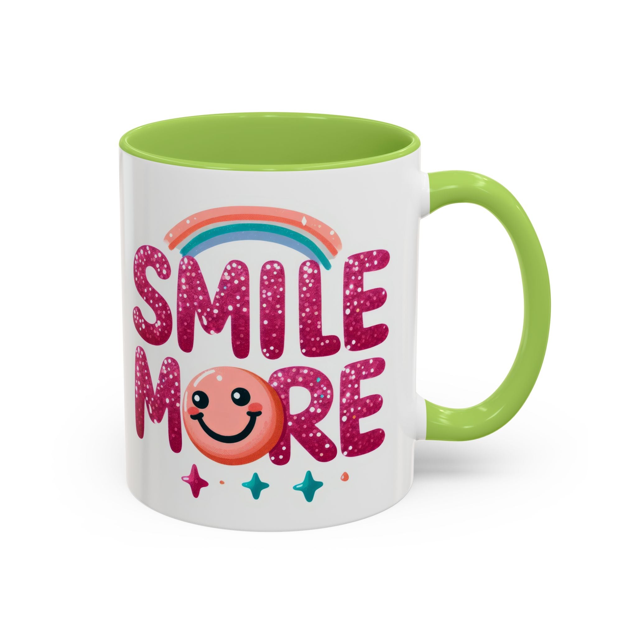 Smile More Coffee Mug – Cute Rainbow Smiley Accent Mug (11/15oz)