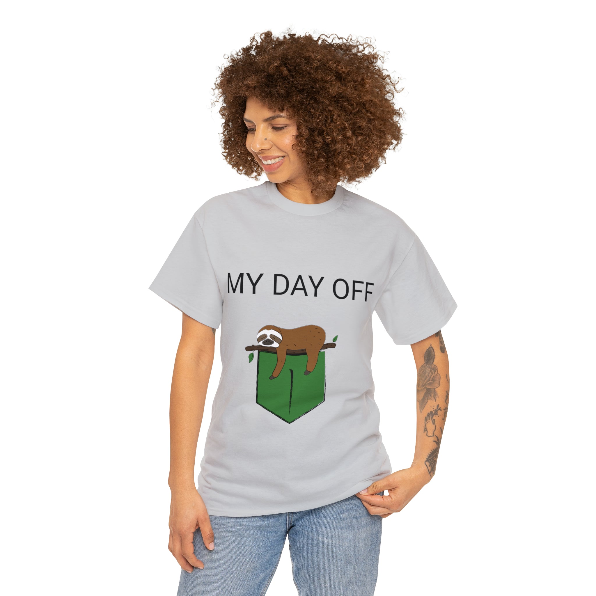 Lazy my day off  Unisex Heavy Cotton Tee funny humor t shirt for men and women