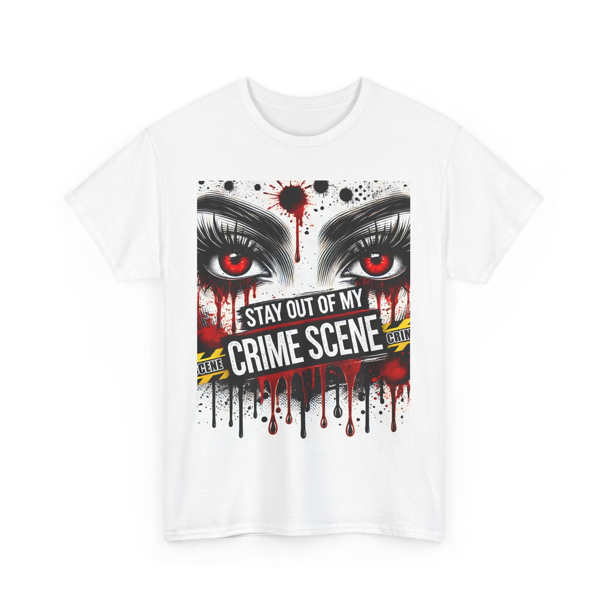 Gothic Crime Scene Tee | Edgy Graphic T-Shirt for Halloween, Horror Fans, Costume Parties, Birthday Gift, Unisex Heavy Cotton