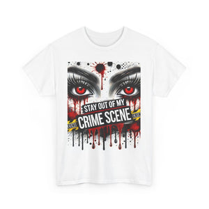 Gothic Crime Scene Tee | Edgy Graphic T-Shirt for Halloween, Horror Fans, Costume Parties, Birthday Gift, Unisex Heavy Cotton