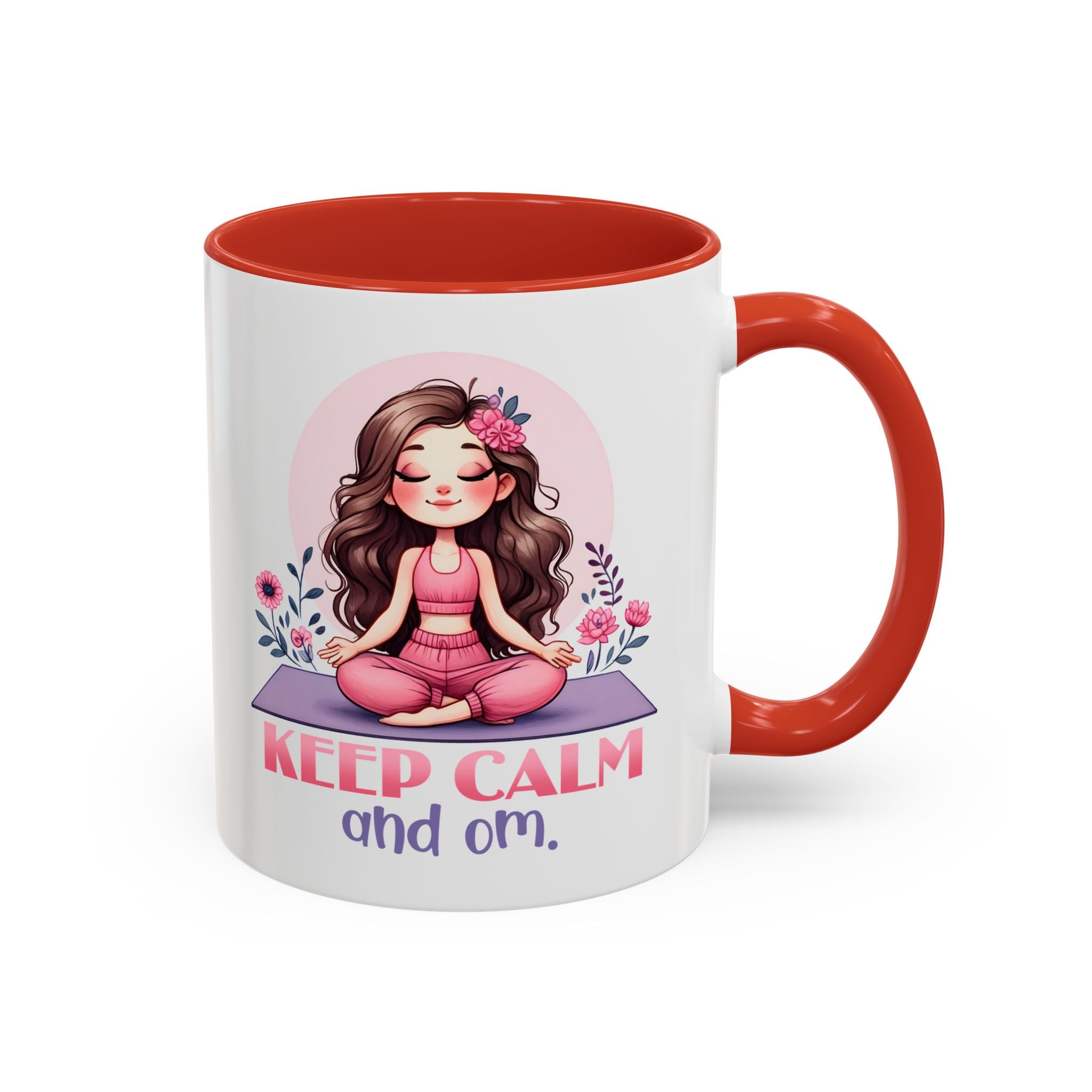Relaxing Yoga Coffee Mug, Keep Calm and Om Mug, Inspirational Gift, Meditation Mug, Self-Care Coffee Cup, Yoga Lover's Gift