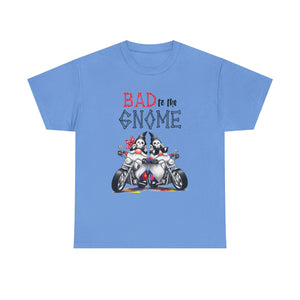 Bad to the Gnome Unisex Heavy Cotton Tee - Fun and Whimsical Biker Shirt