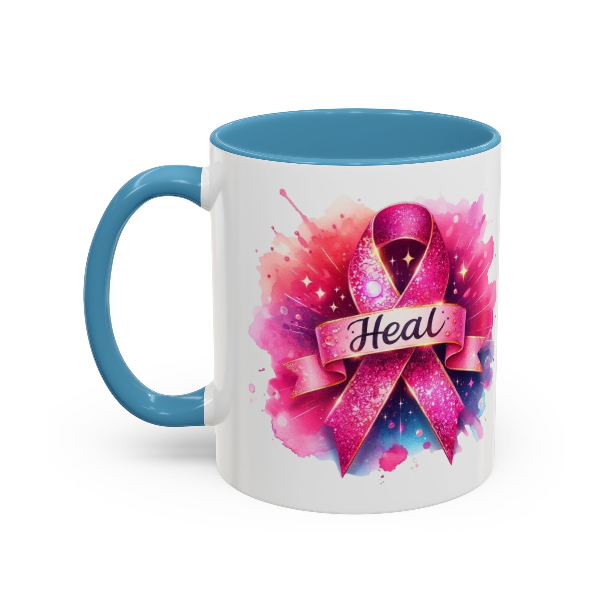 cancer awareness Inspirational Coffee Mug, Healing Ribbon Mug, Gift for Cancer Survivors, Motivational Drinkware, Support