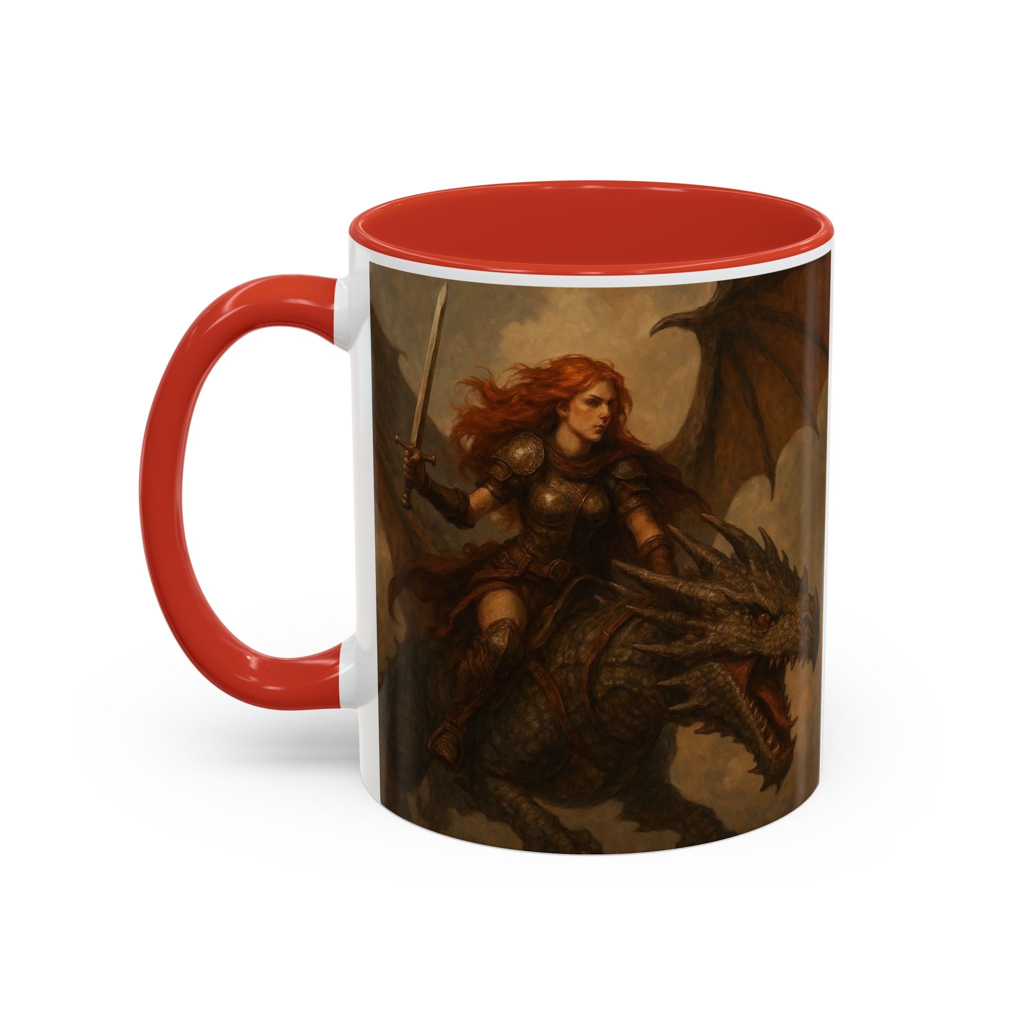 Fantasy Dragon Rider Coffee Mug gothic woman warrior queen