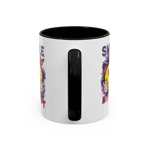 Smile Stay Accent Coffee Mug - Vibrant Floral Design for Positive Vibes