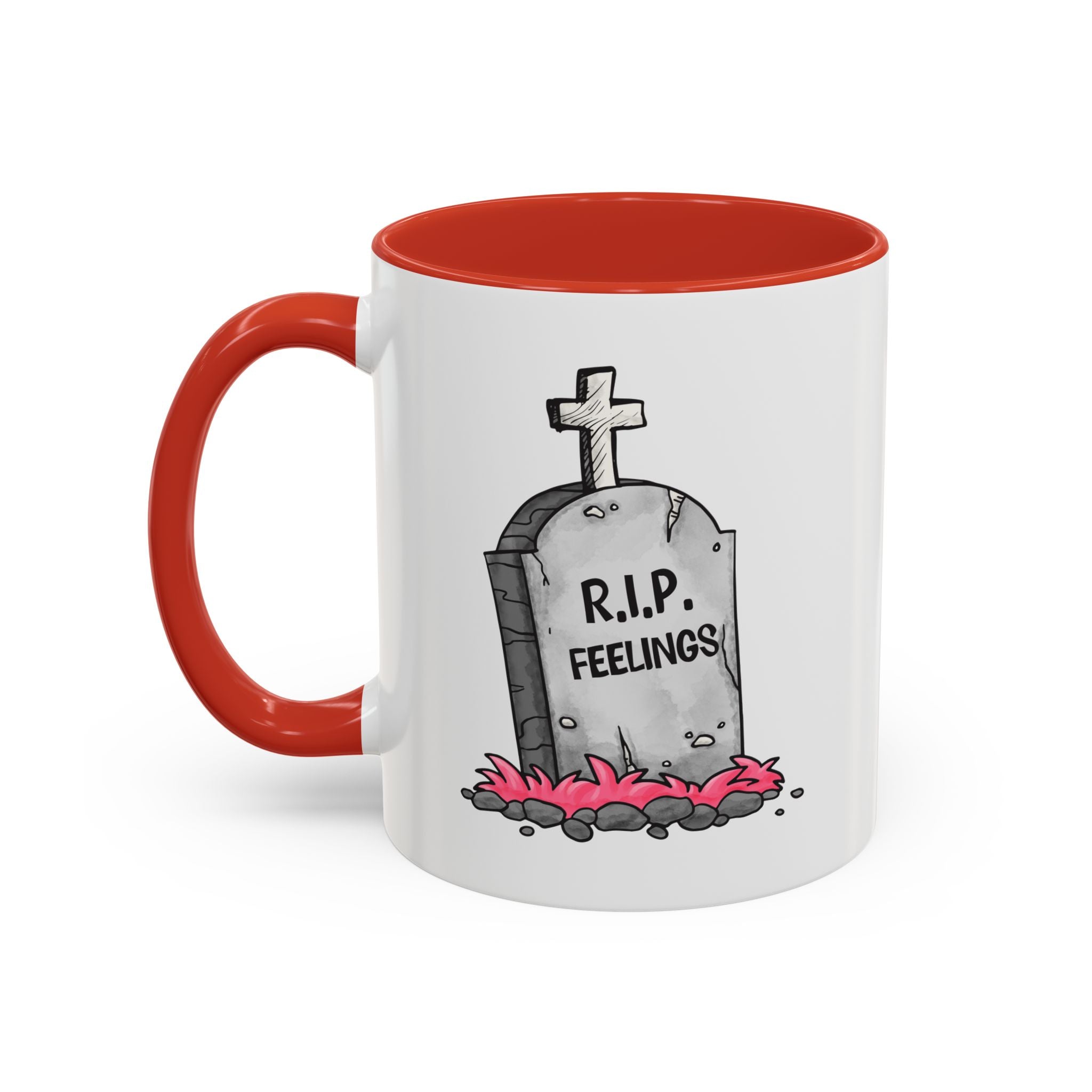 Coffee Mug — RIP Feelings Tombstone Accent Mug anti valentine