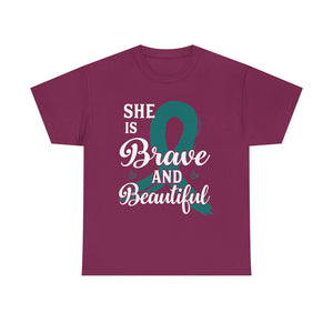 Empowering Brave & Beautiful Tee, Inspirational T-Shirt, Unisex Awareness Shirt, Gift for Support, Cancer Awareness Tee, Confidence T-Shirt
