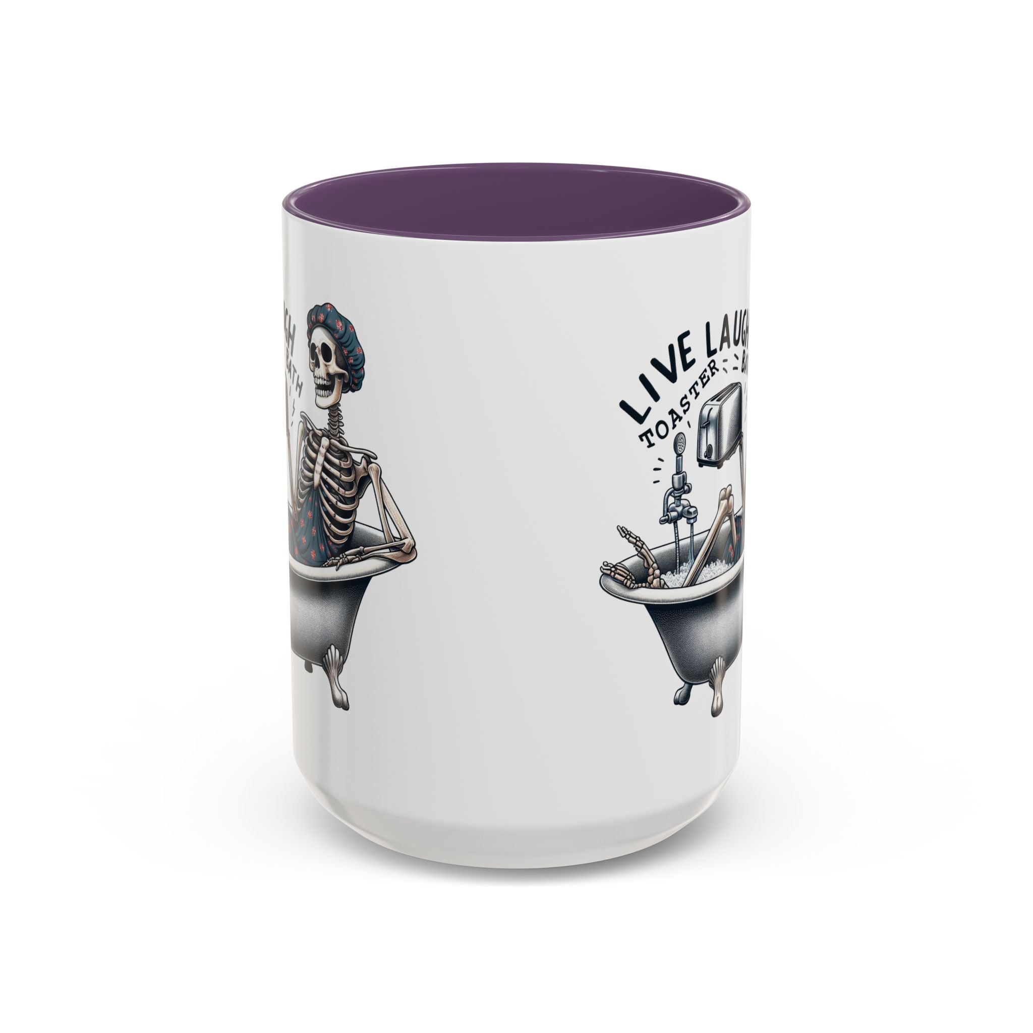 Skeleton Bath Time Coffee Mug, Live Laugh Roast & Relax Skeleton Mug, Funny Gift for Halloween, Quirky Kitchen Decor, Unique Coffee Cup