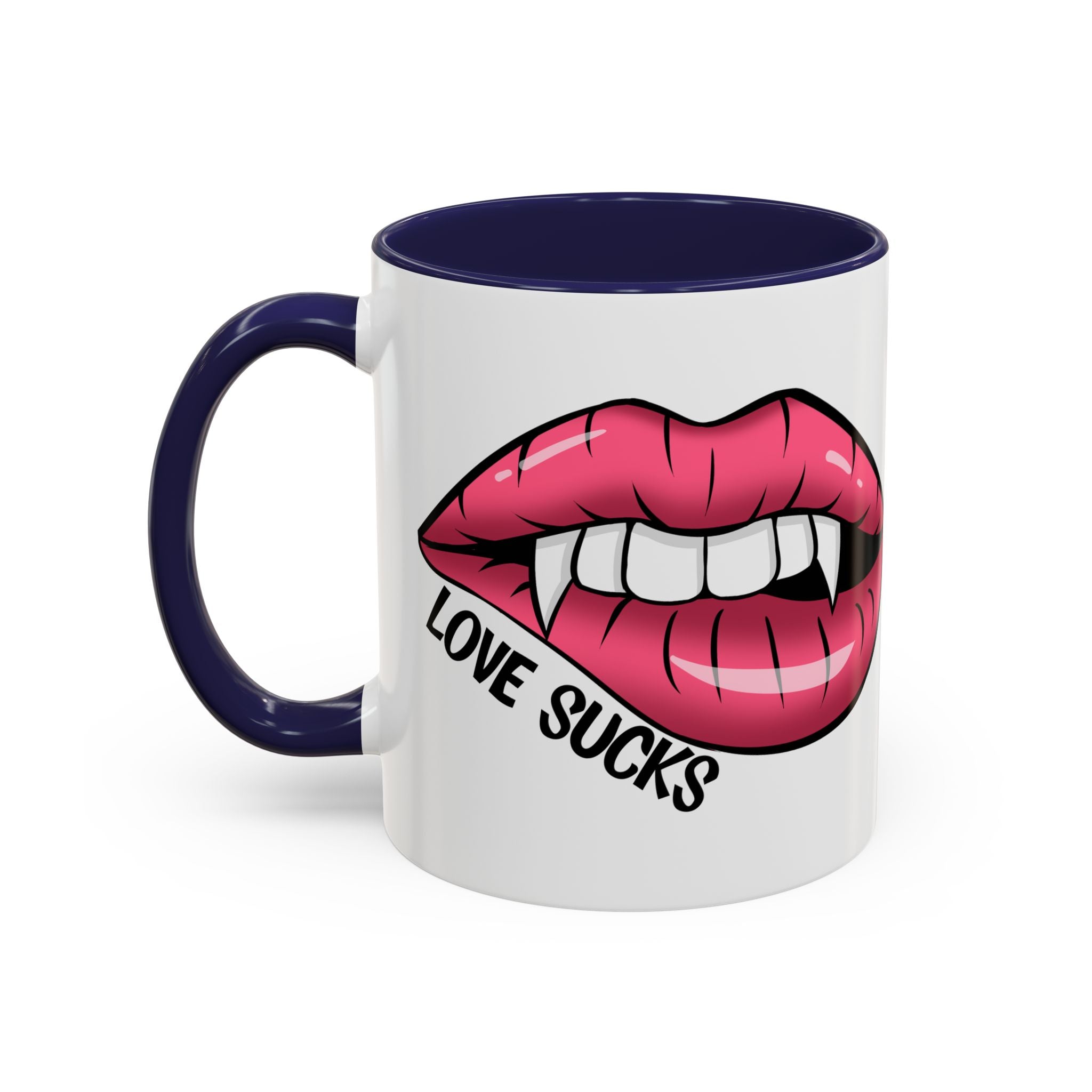 anti valentine Accent Coffee Mug - 'Love Sucks' Vampire Lips Coffee Mug