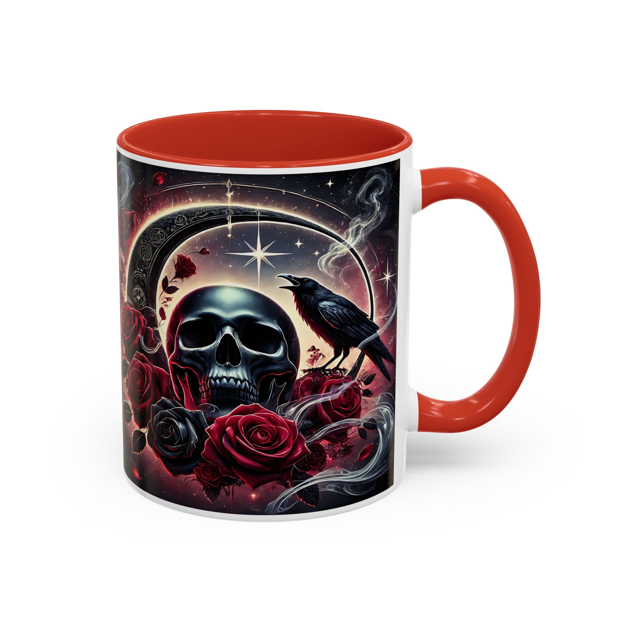Skull & Raven Accent Coffee Mug — Gothic Roses 11/15oz