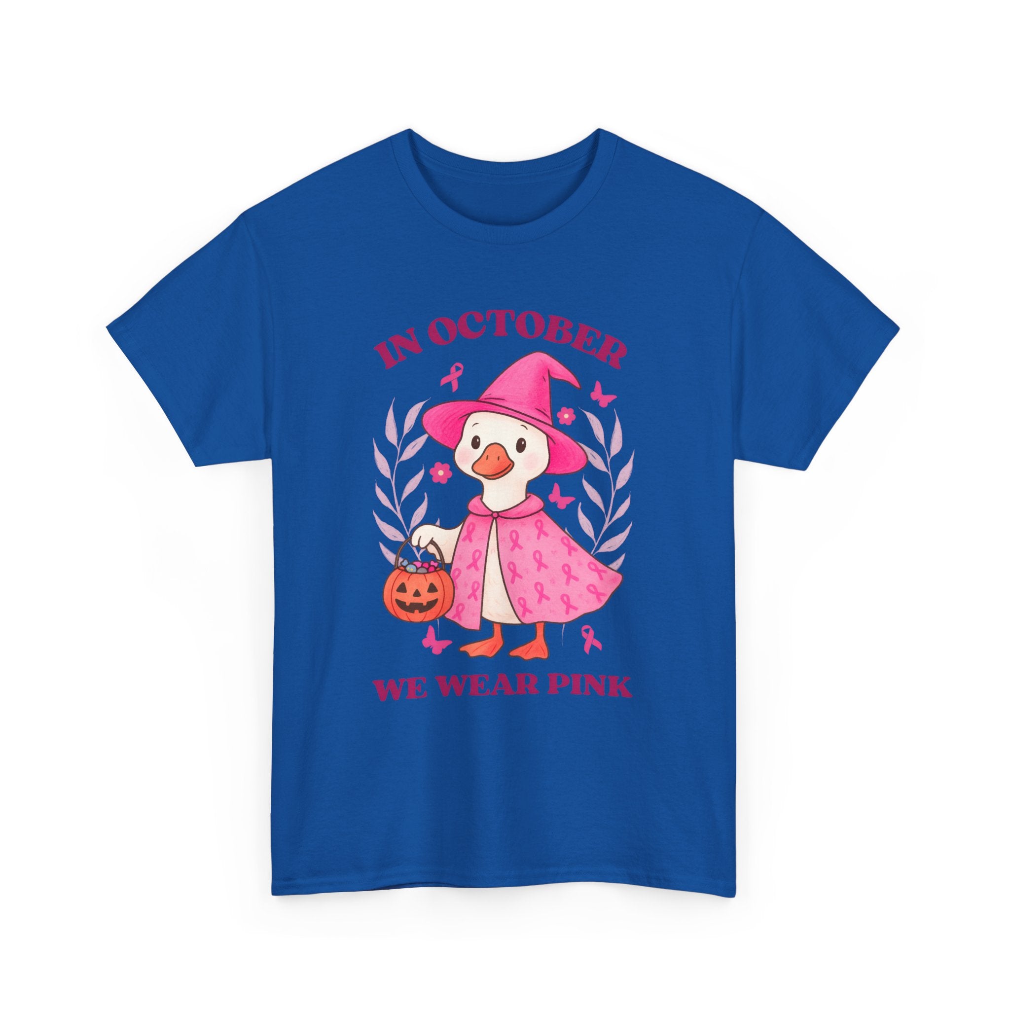 Breast Cancer Awareness Tee, Cute Pink Duck Shirt for October, Unisex Cotton T-Shirt, Awareness Month Apparel, Funny Halloween Outfit