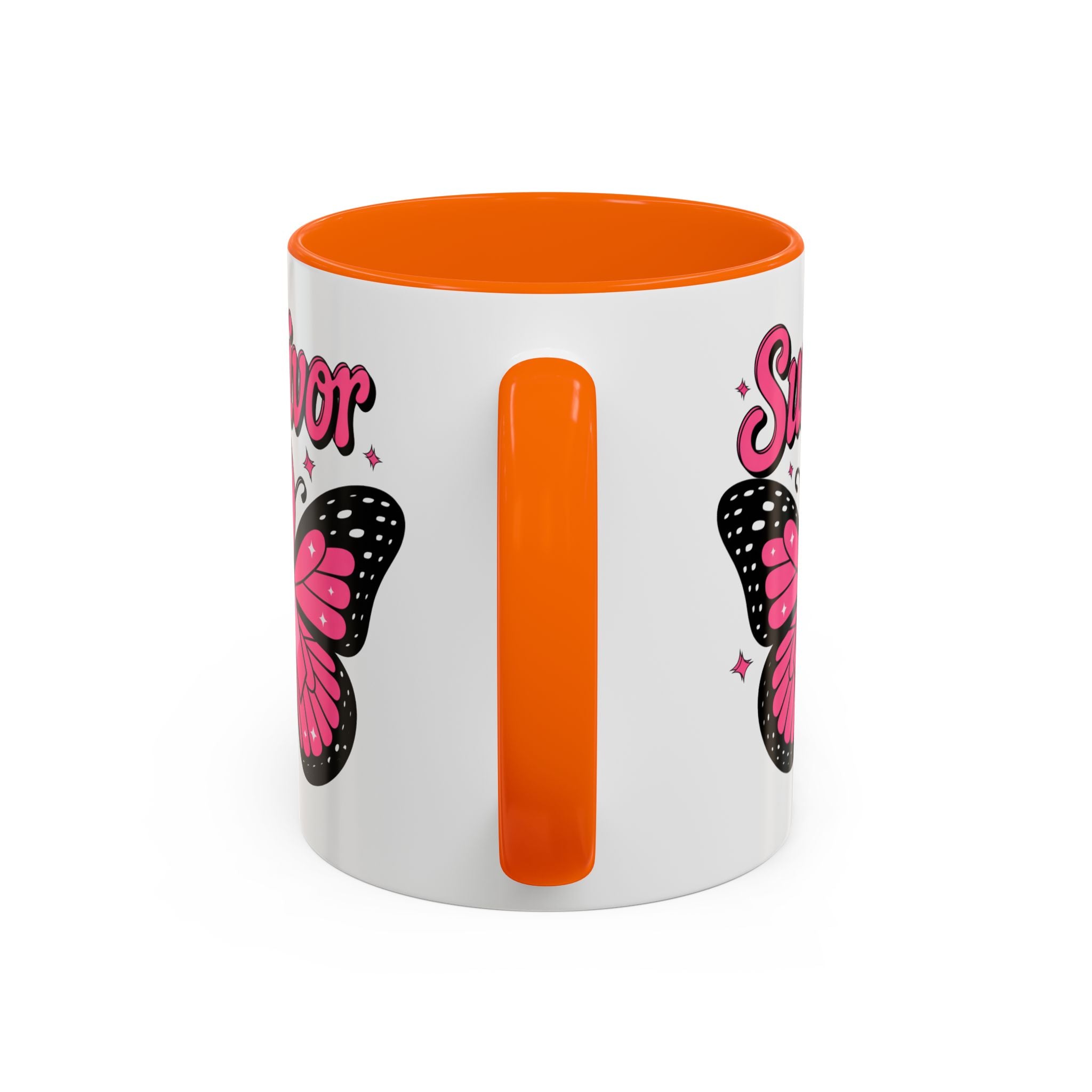 Survivor Butterfly Coffee Mug, Inspirational Gift, Pink Ribbon Mug, Breast Cancer Awareness, Empowerment Cup, Motivational Drinkware