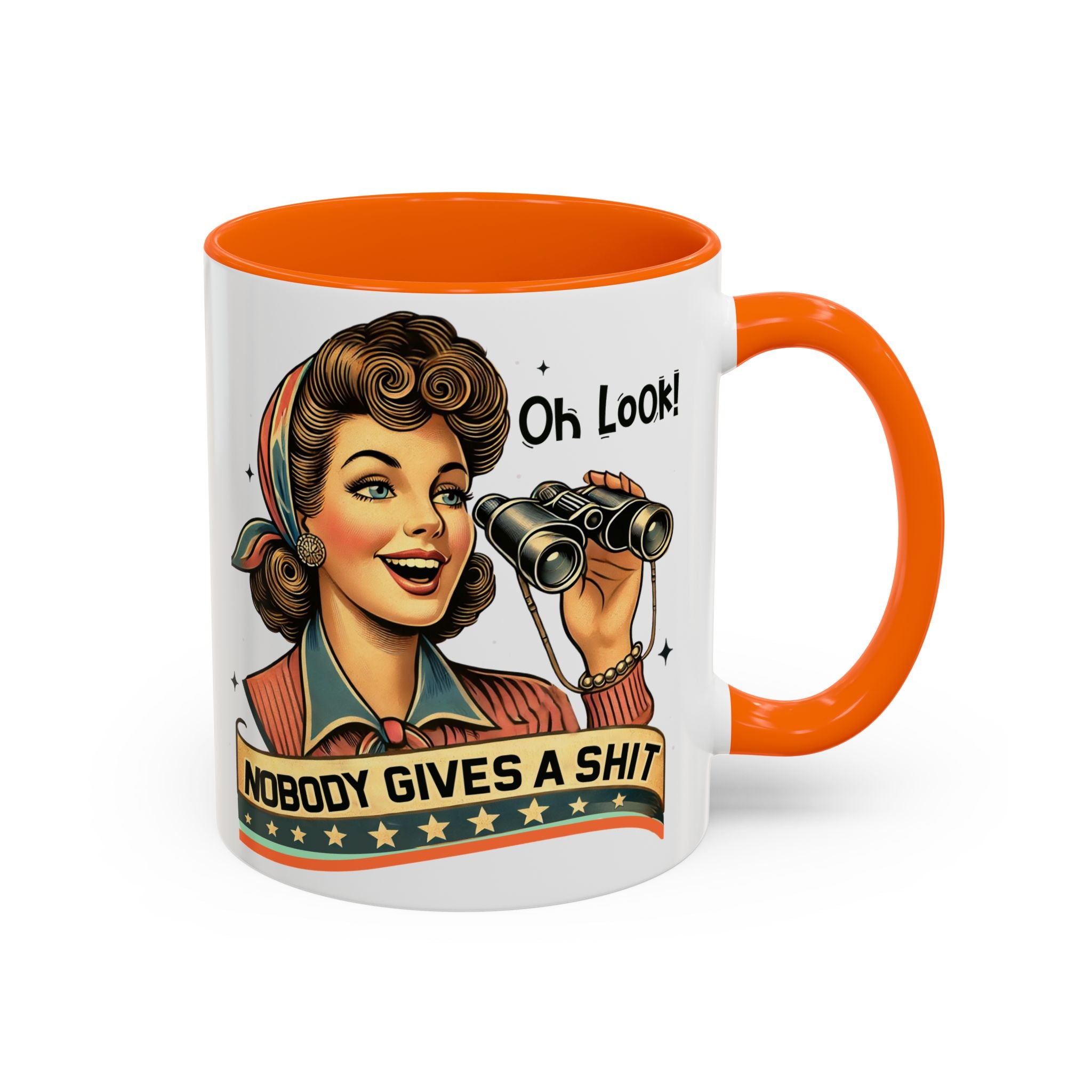 Nobody Gives a Shit Retro Coffee Mug — Funny Vintage Pin-Up Accent Mug (11/15oz)
