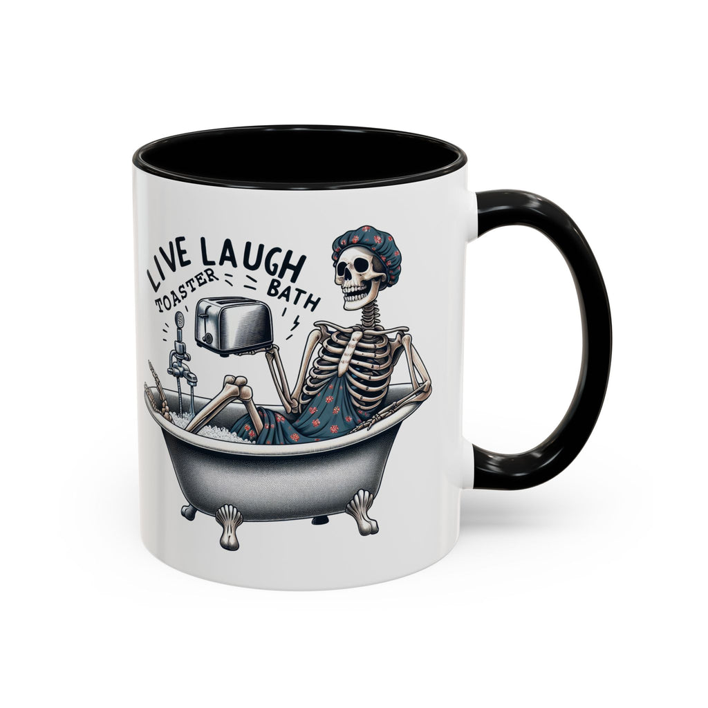 Skeleton Bath Time Coffee Mug, Live Laugh Roast & Relax Skeleton Mug, Funny Gift for Halloween, Quirky Kitchen Decor, Unique Coffee Cup
