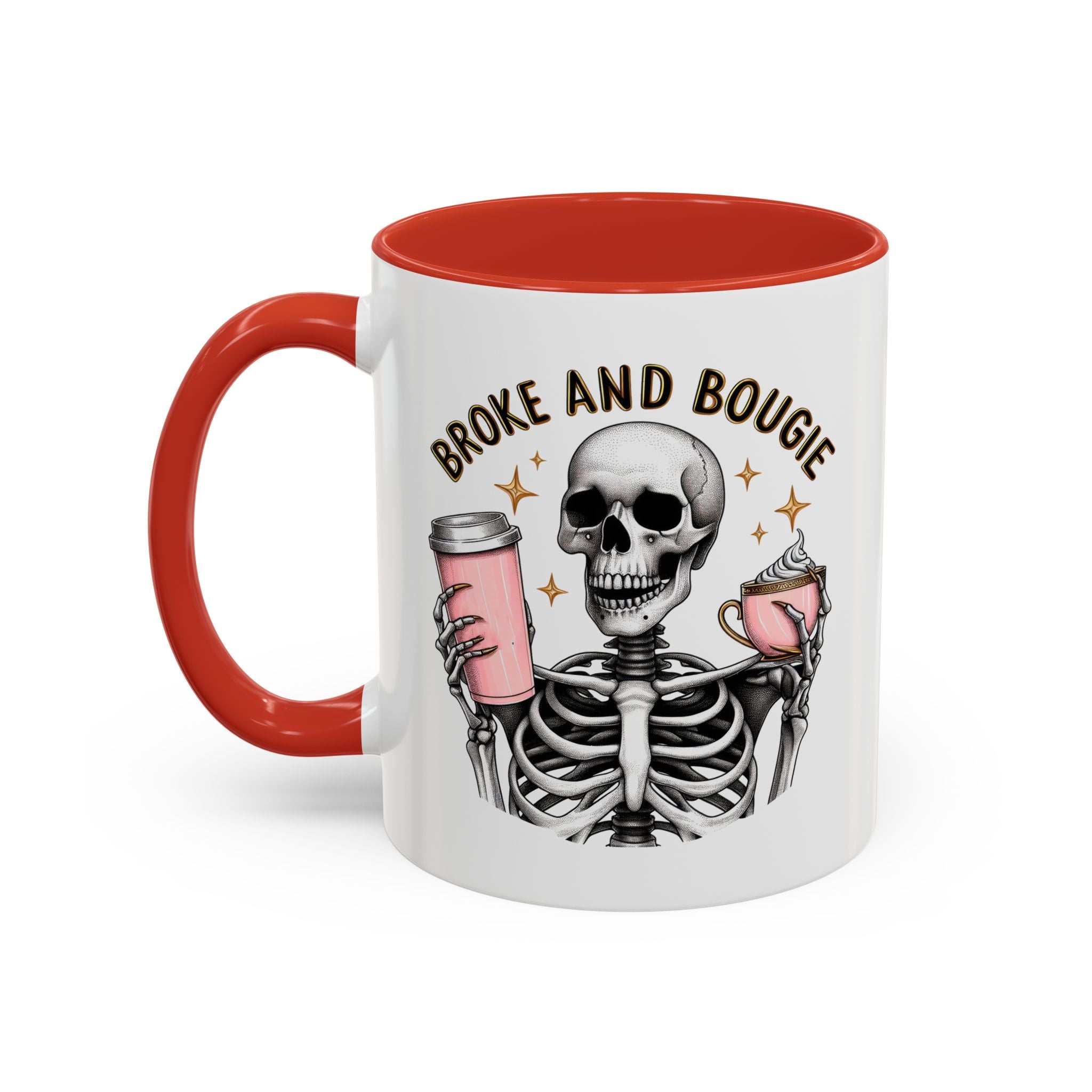 Broke and Bougie Coffee Mug, Skeleton Mug, Halloween Mug, Unique Gift for Coffee Lovers, Spooky Decor