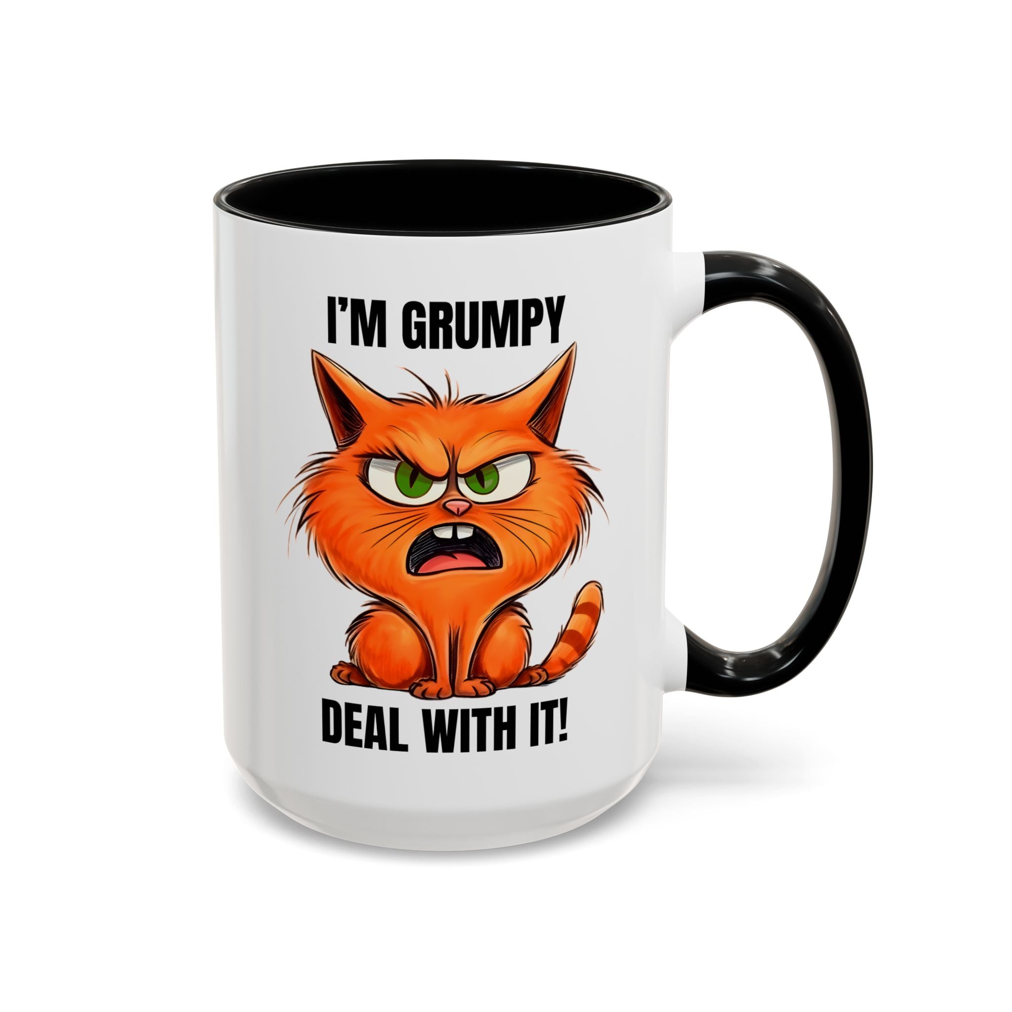 I'm Grumpy Cat Accent Coffee Mug – Funny Cat Gift, 'Deal With It' 11/15oz