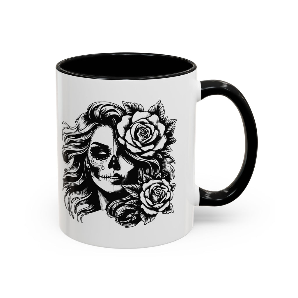 Gothic Floral Accent Coffee Mug - 11 & 15oz, Stylish Gift for Halloween and Everyday Use