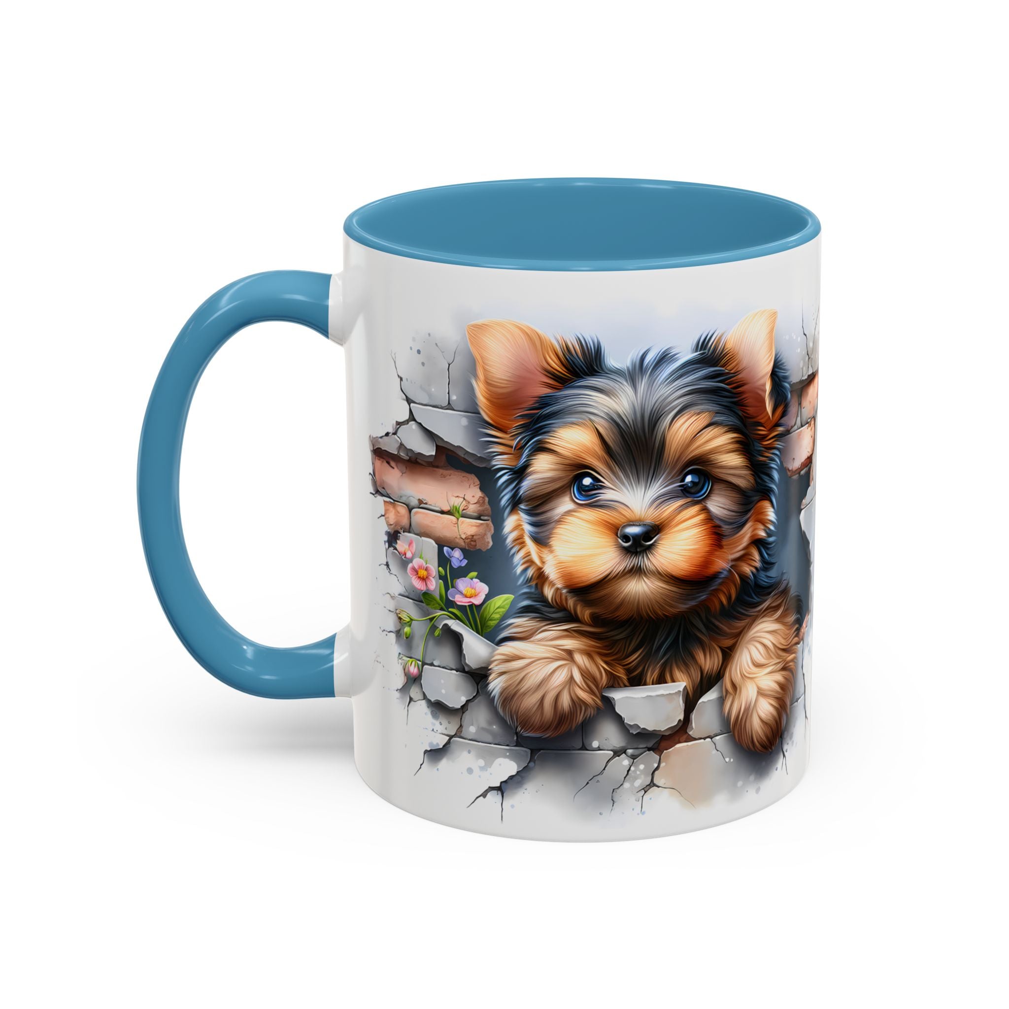 Cute Dog Peeking Coffee Mug, Pet Lover Gift, Yorkshire Terrier Mug, Animal Lover Coffee Cup, Dog-Themed Drinkware, Doggie Mug