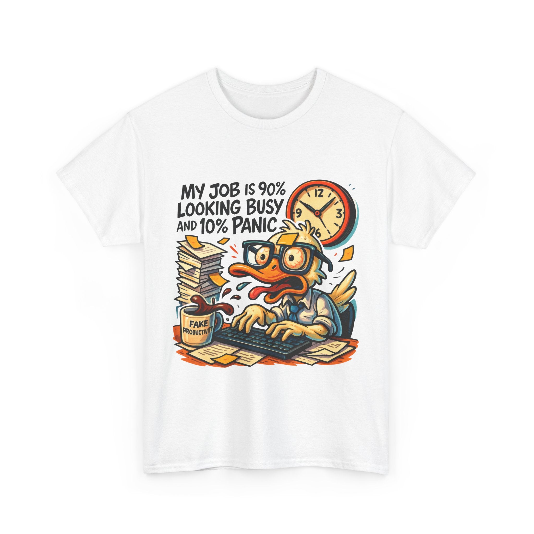 Humorous Work Tee: My Job is 90% Looking Busy, Fun Office Shirt, Gift for Coworkers, Unisex Tee, Casual Wear, Funny Job Humor