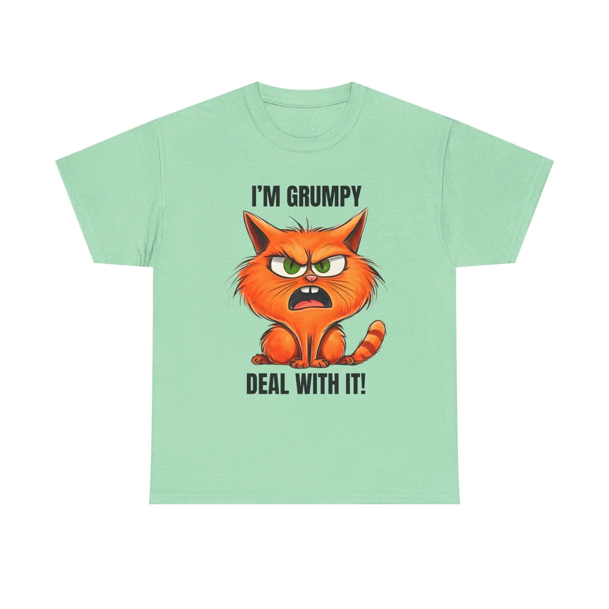 Grumpy Cat Tee: Unisex Heavy Cotton Shirt, Funny Cat Lovers Gift, Casual Wear, Birthday, Humor Apparel