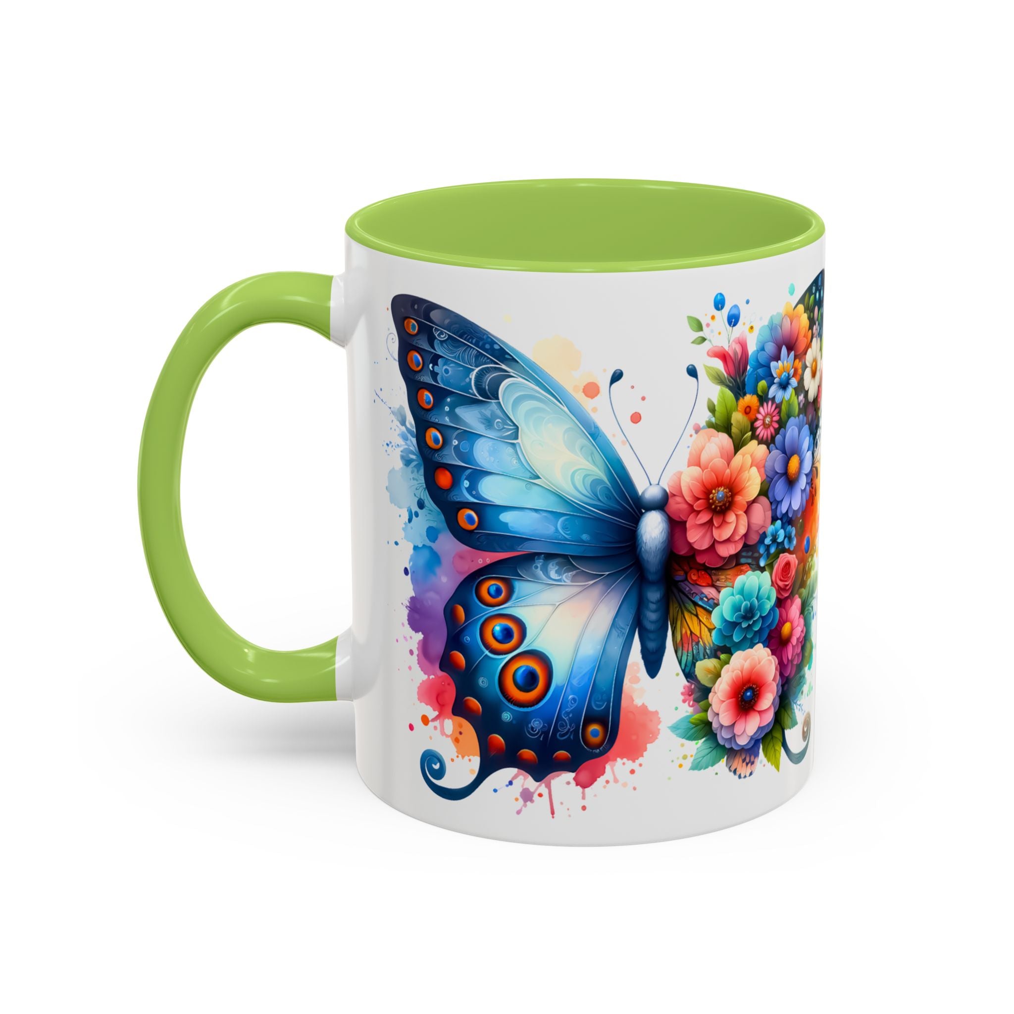 Colorful Floral Butterfly Accent Coffee Mug – Vibrant Artistic 11/15oz nature lover