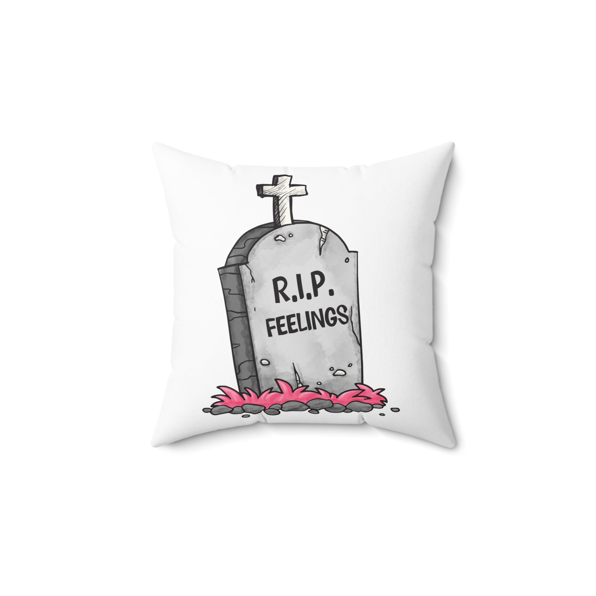 RIP Feelings Decorative Pillow — Funny Graveyard Throw Pillow sarcasm attitude