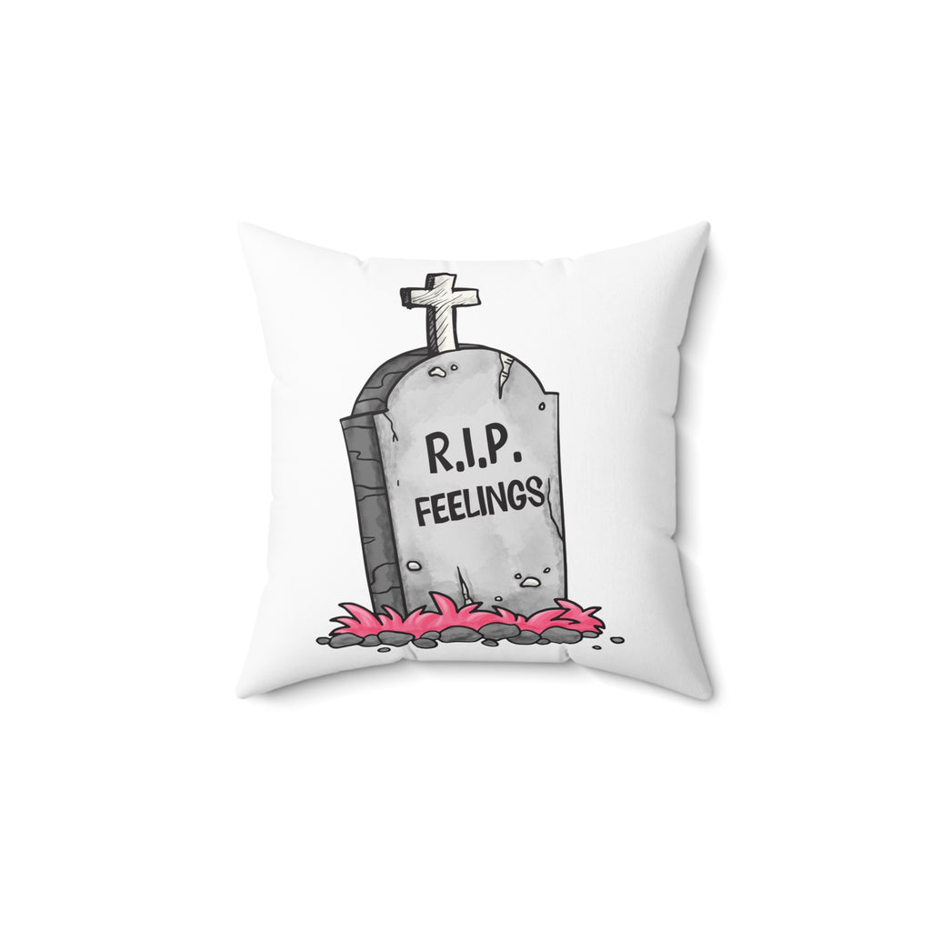 RIP Feelings Decorative Pillow — Funny Graveyard Throw Pillow sarcasm attitude
