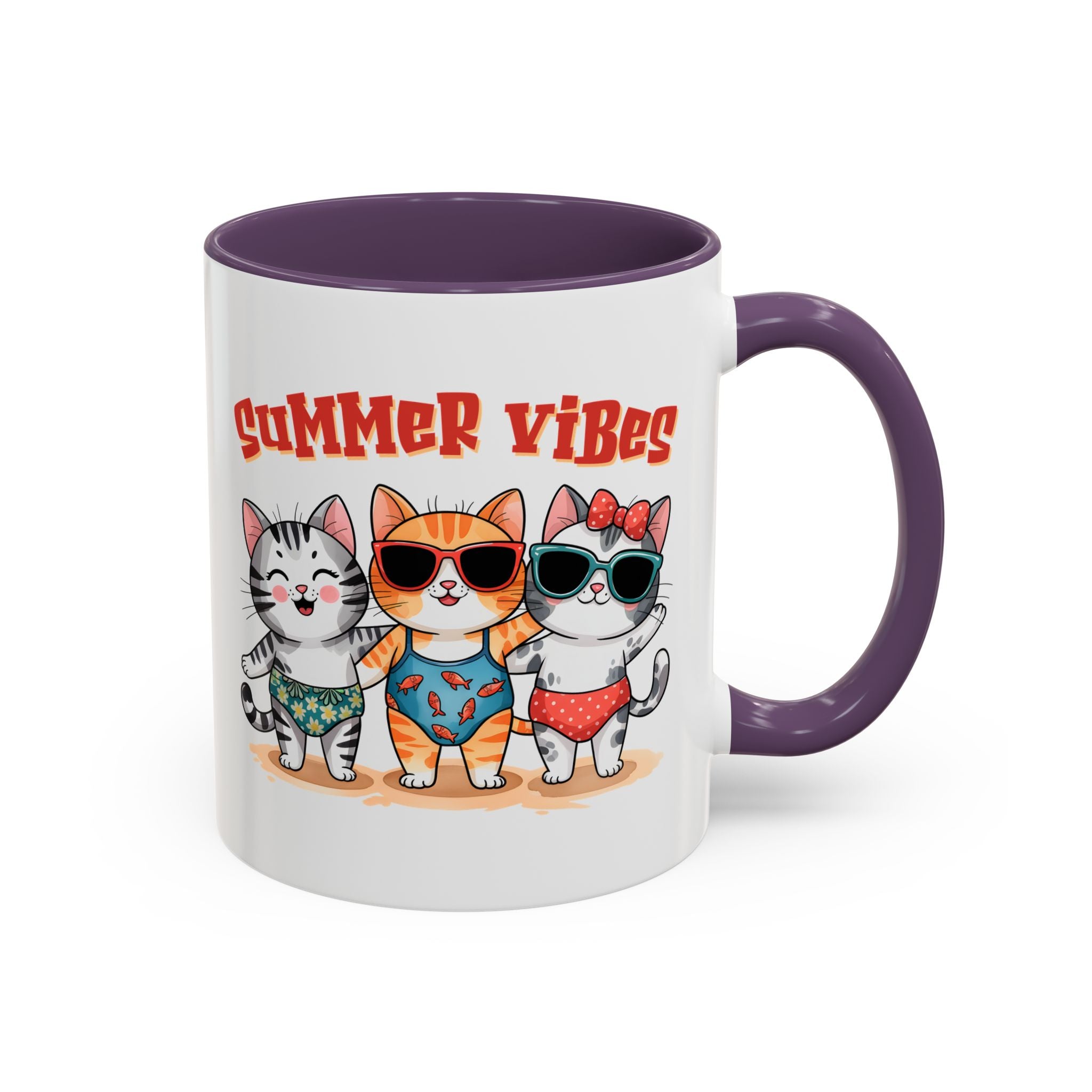Summer Vibes Cat Coffee Mug - Fun Accent Mug for Cat Lovers