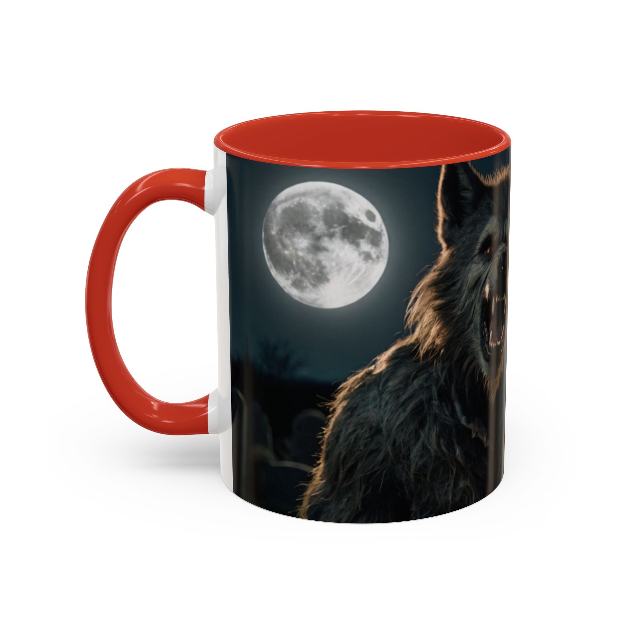 halloween werewolf full moon growl Howling Wolf Accent Coffee Mug - 11 & 15oz