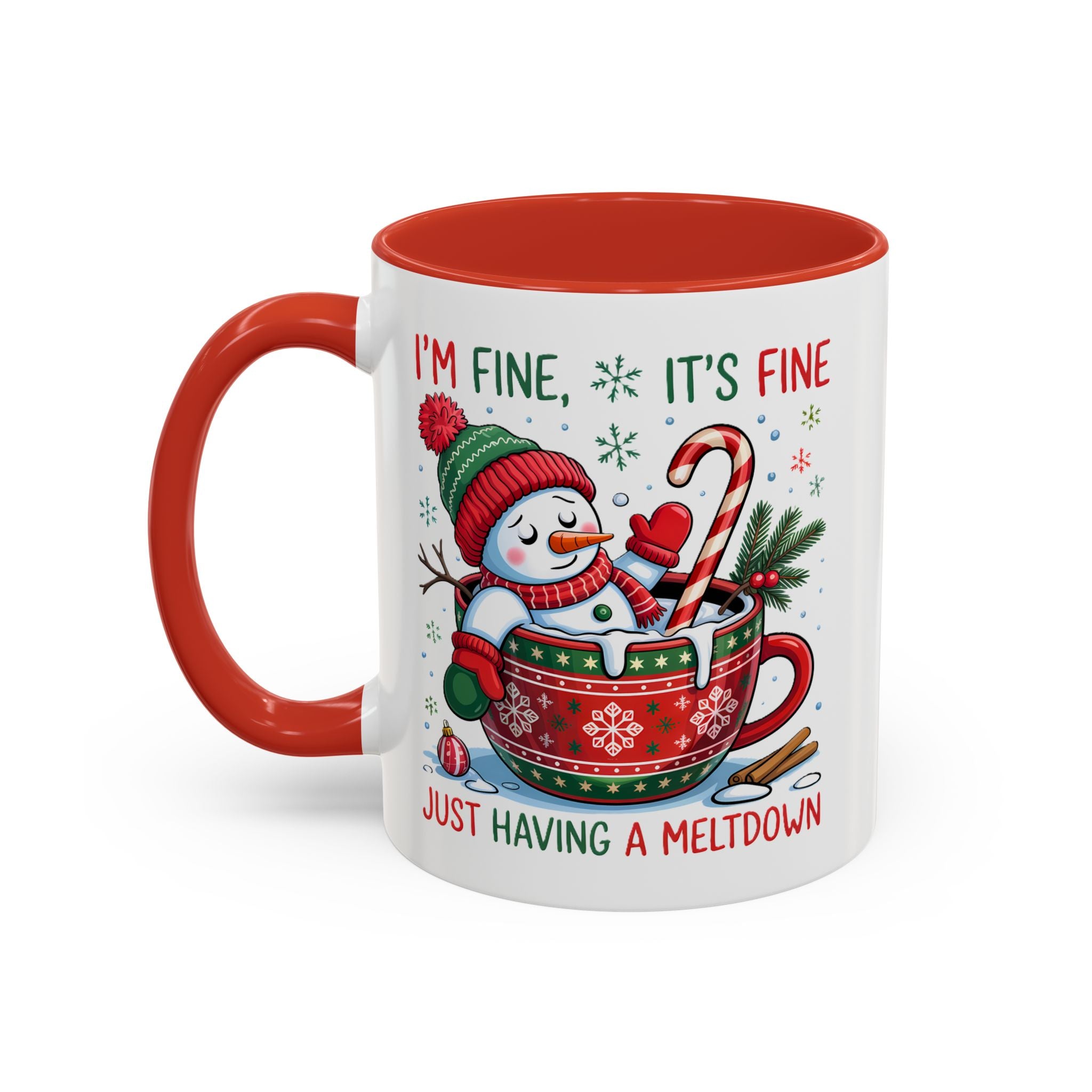 Festive Holiday Coffee Mug - "I'm Fine, It's Fine" Snowman Design sarcasm humor funny
