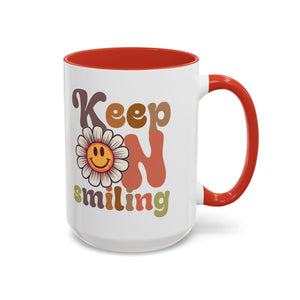 Keep Smiling Floral Coffee Mug - Cheerful 11 & 15oz Accent Mug for Daily Motivation