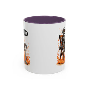 Funny I'M fine  Skeleton on fire Coffee Mug - Humor Gift for Halloween, Coffee Lovers,  Decor, Gag Gift, 11-15oz Accent Mug